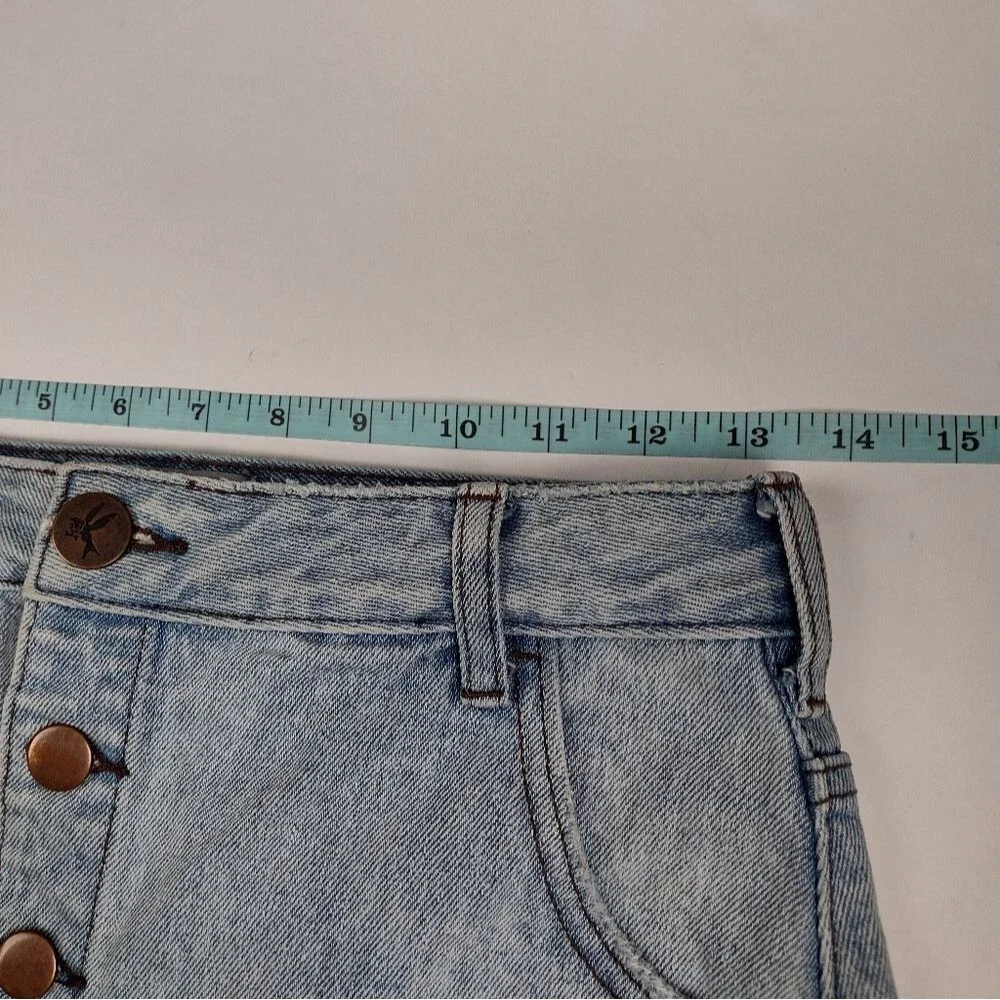 One Teaspoon Viper High Waist Denim Mini Skirt Size 24 Faded Distressed Edge